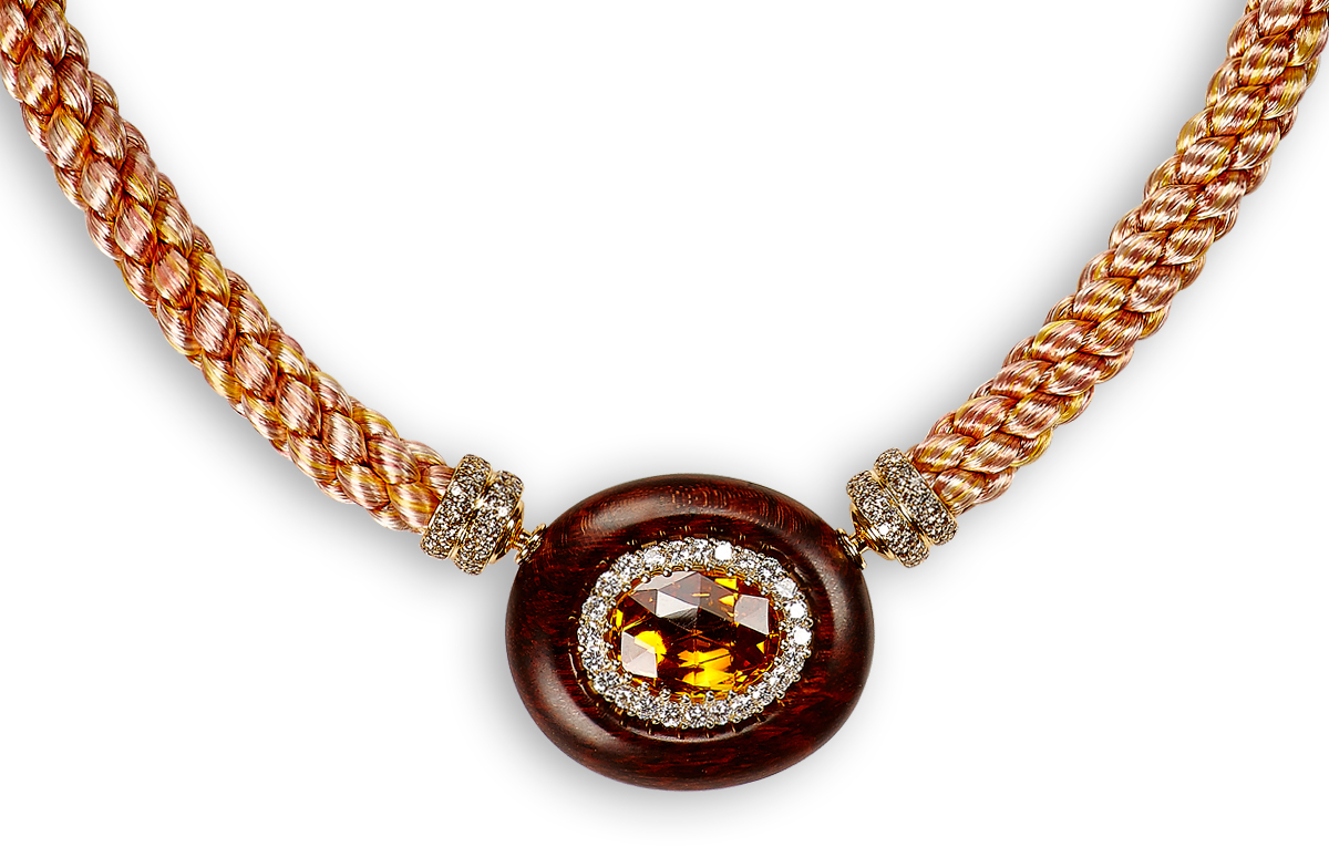 Diamant Collier mit Citrin und Schlangenholz von Juwelier Wilm Hamburg