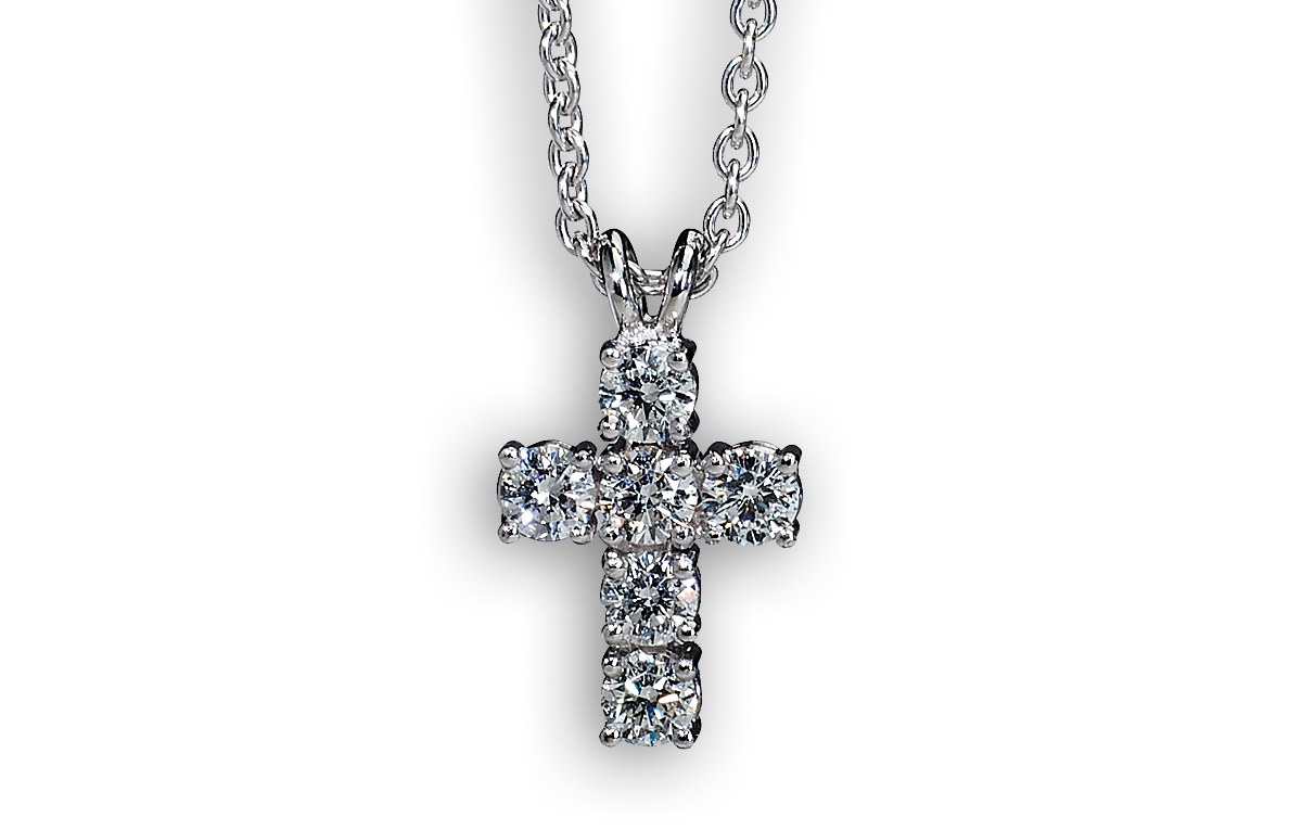 Edles Diamant-Collier mit Kreuz