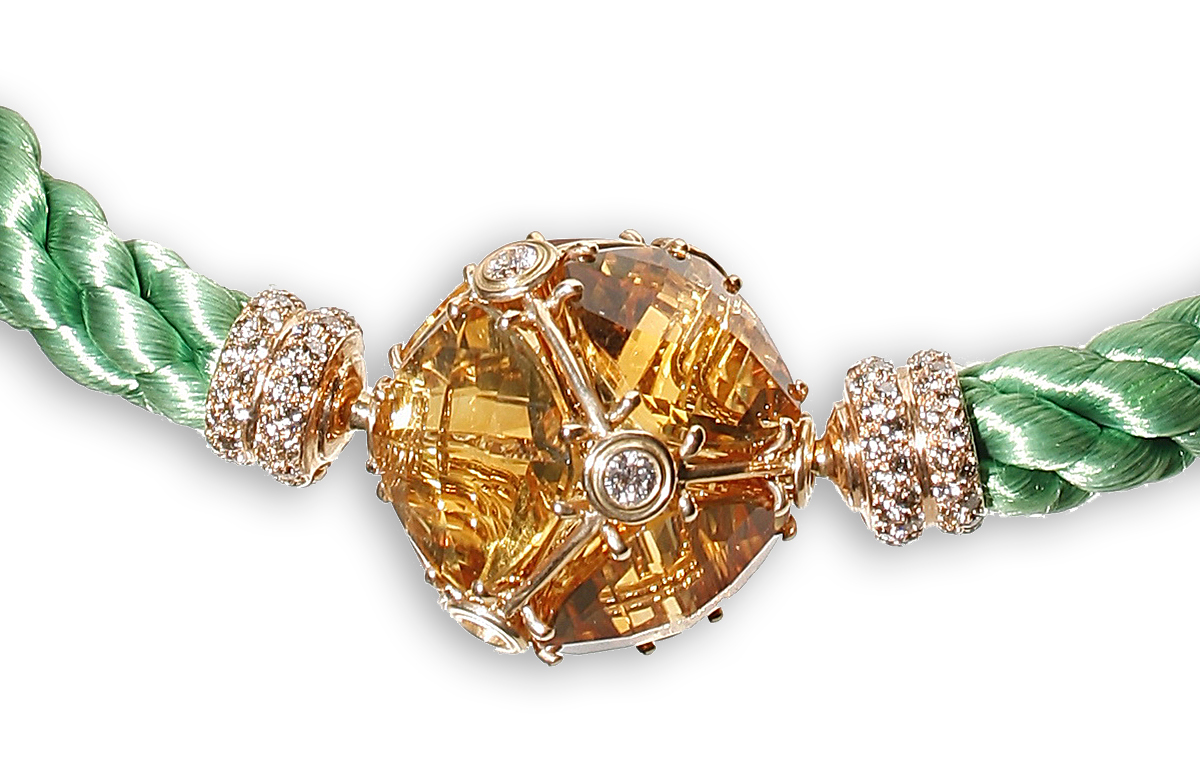 Colliermittelteil Roségold mit Diamanten und Citrin von Juwelier Wilm Hamburg
