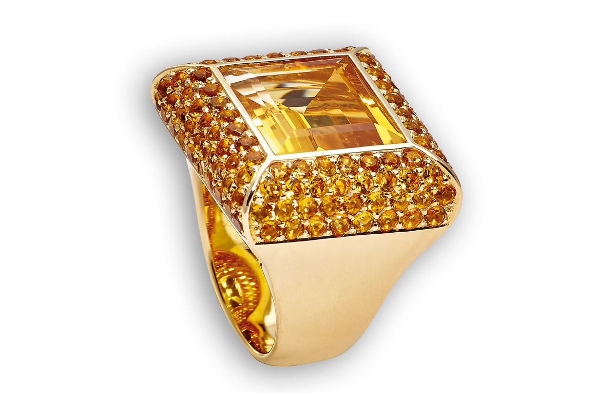 Roségold Ring mit 133 Citrinen in Hamburg und Sylt kaufen bei Juwelier Wilm