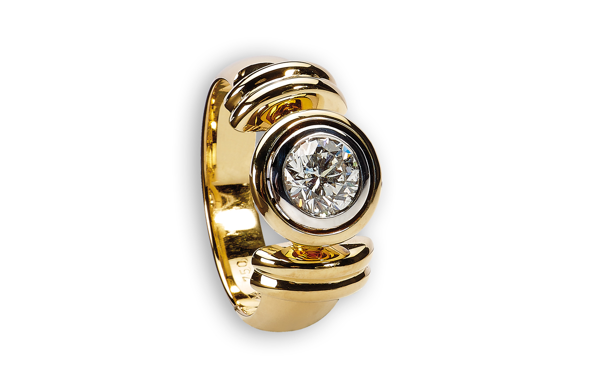 Diamant Ring Gelb- und Weißgold, 1 Diamant 0,81ct in Hamburg und Sylt kaufen bei Juwelier Wilm