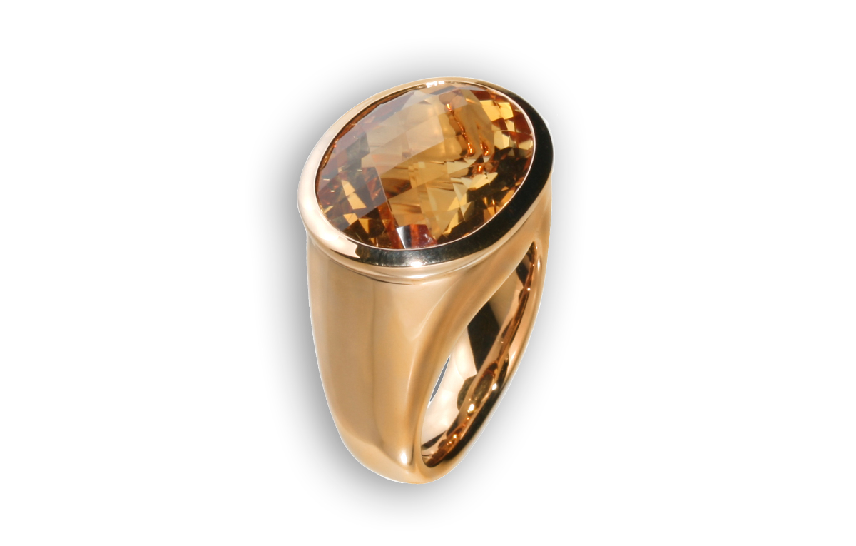Roségold–Ring mit 14ct Citrin in Hamburg und Sylt kaufen bei Juwelier Wilm
