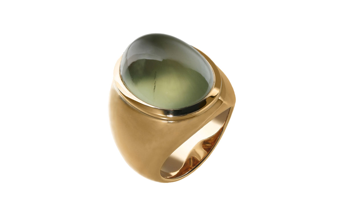 Roségold Ring mit 24ct Prehnit in Hamburg und Sylt kaufen bei Juwelier Wilm