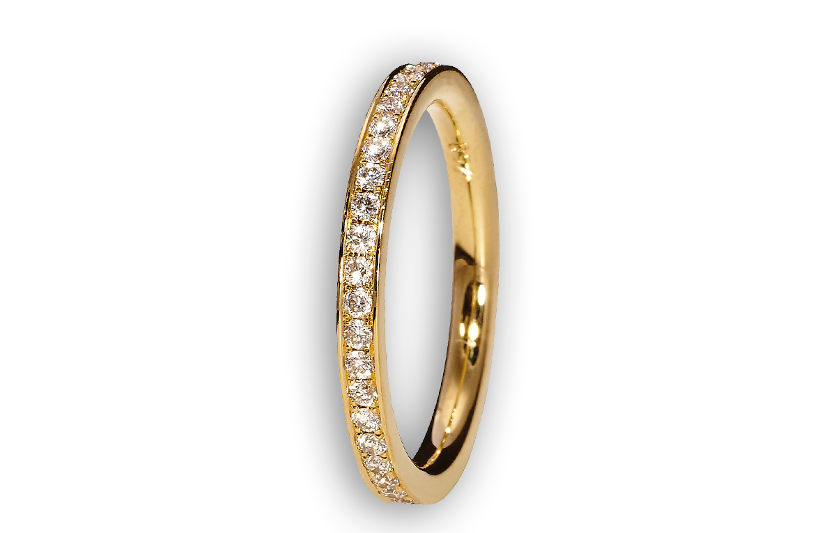 Memoire-Diamant-Ring Gelbgold mit Diamanten, Juwelier Wilm Hamburg