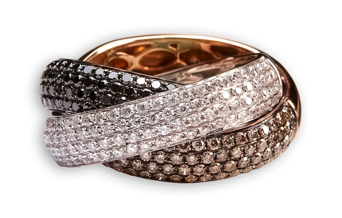 Exklusiver Diamantring für Kenner hochwertiger Juwelen kombiniert zu edlem Echtschmuck. Made in Hamburg.