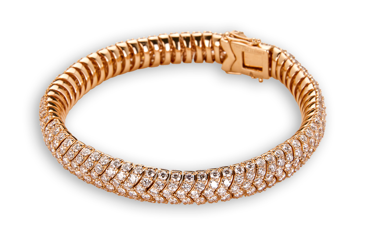 Flexibles Gold-Armband mit Diamantenbesatz. Made in Hamburg von der Traditionsgoldschmiede Wilm