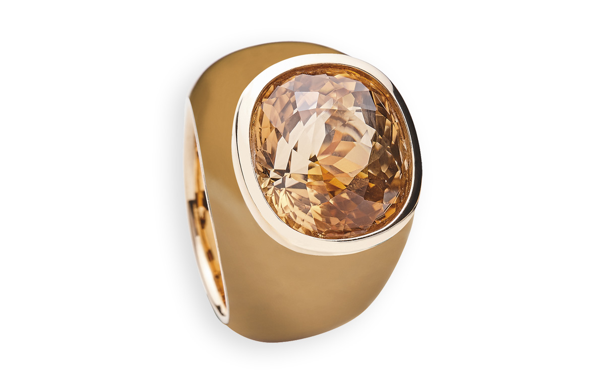 Hardoxstahl-Ring mit Roségold und goldbraunem Turmalin in Hamburg kaufen bei Juwelier Wilm, Ballindamm