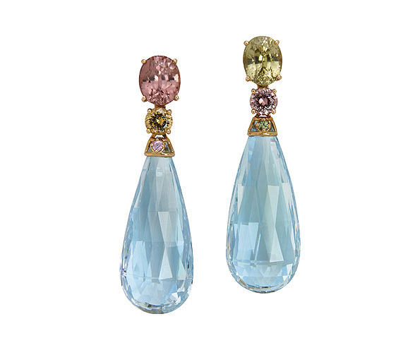 Juwelier Wilm Aquamarin-Ohrringe aus Roségold mit Zirkonen & Saphiren kaufen bei Juwelier Wilm 
