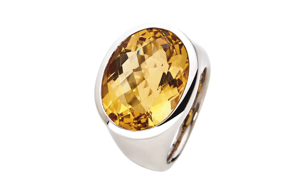 Weißgold Citrin-Ring in Hamburg kaufen bei Juwelier Wilm, Ballindamm 26