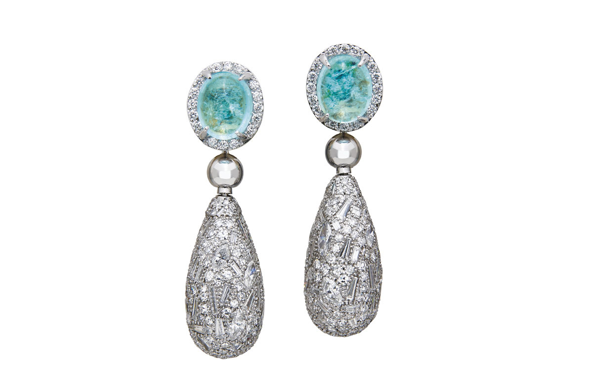 Juwelier Wilm, Hamburg exklusive Paraiba Ohrringe mit Diamanten in Hamburg am Ballindamm kaufen