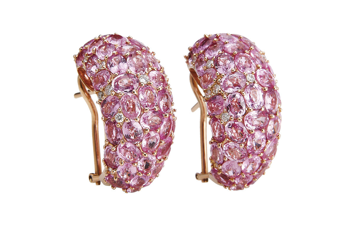 Roségold Ohrringe mit pinken Saphiren kaufen bei Juwelier Wilm