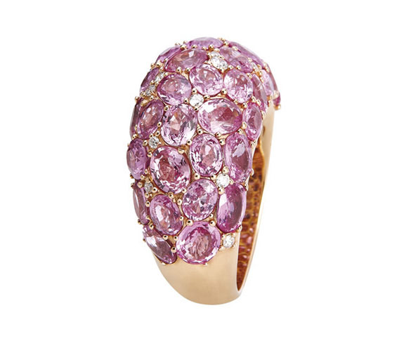 Ring Roségold mit pinken Saphiren und Diamanten in Hamburg kaufen