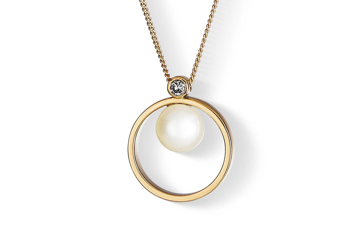 Roségold Collier mit Zuchtperle und Diamant in Hamburg kaufen bei Juwelier Wilm
