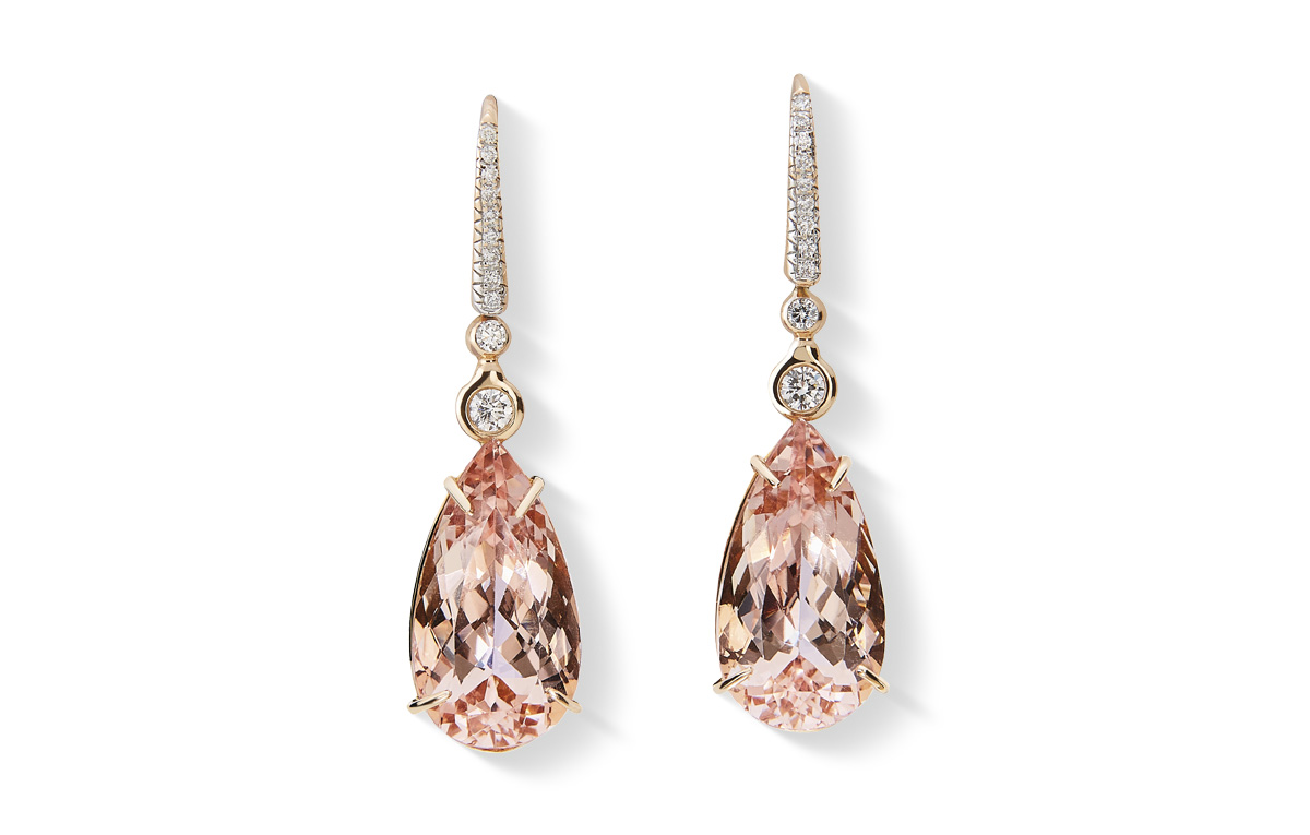Roségold Ohring mit Morganiten und Diamanten und Diamanten kaufen bei Juwelier Wilm