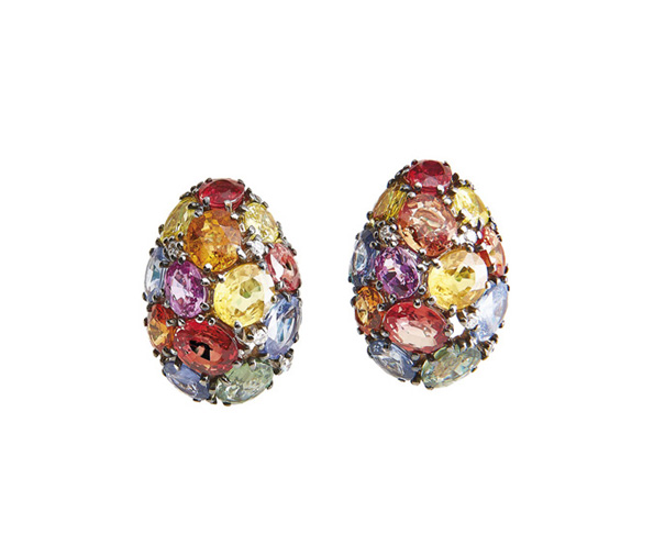 Ohrringe mit bunten Saphiren und Diamanten von Juwelier Wilm in Hamburg kaufen