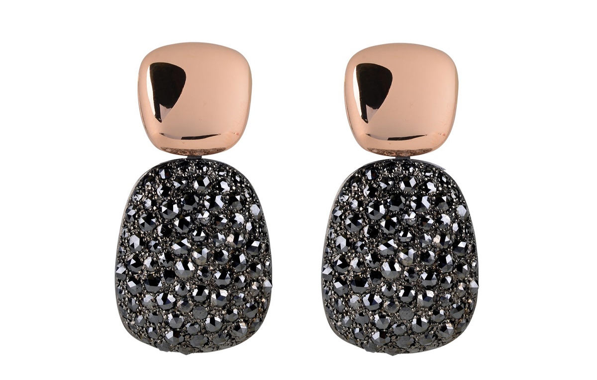 Roségold Ohrringe mit schwarzen Diamanten