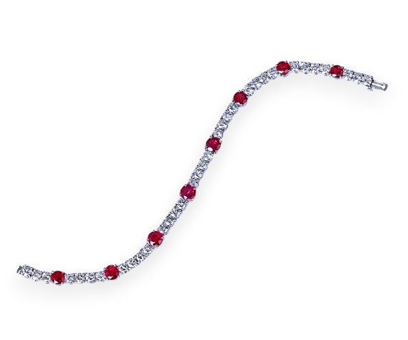 Platin Armband Diamanten, Rubine