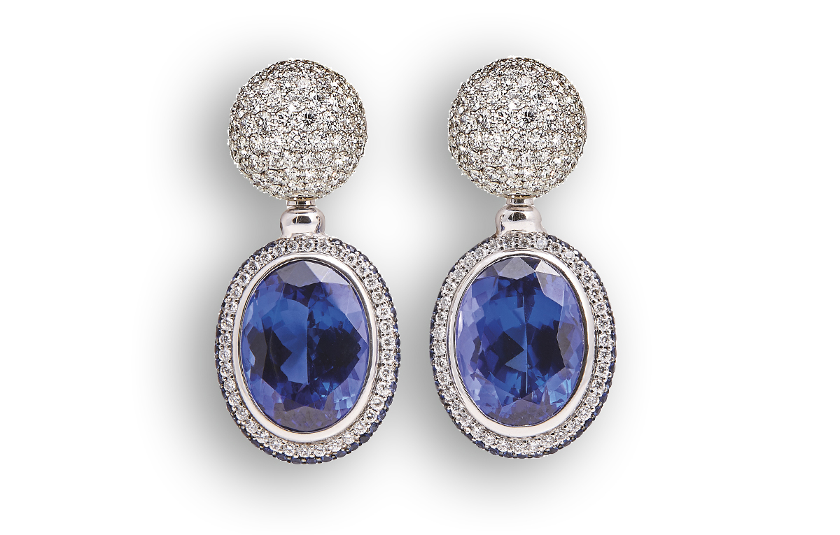 Ohrringe mit Diamanten und Saphiren, in Hamburg kaufen Juwelier Wilm