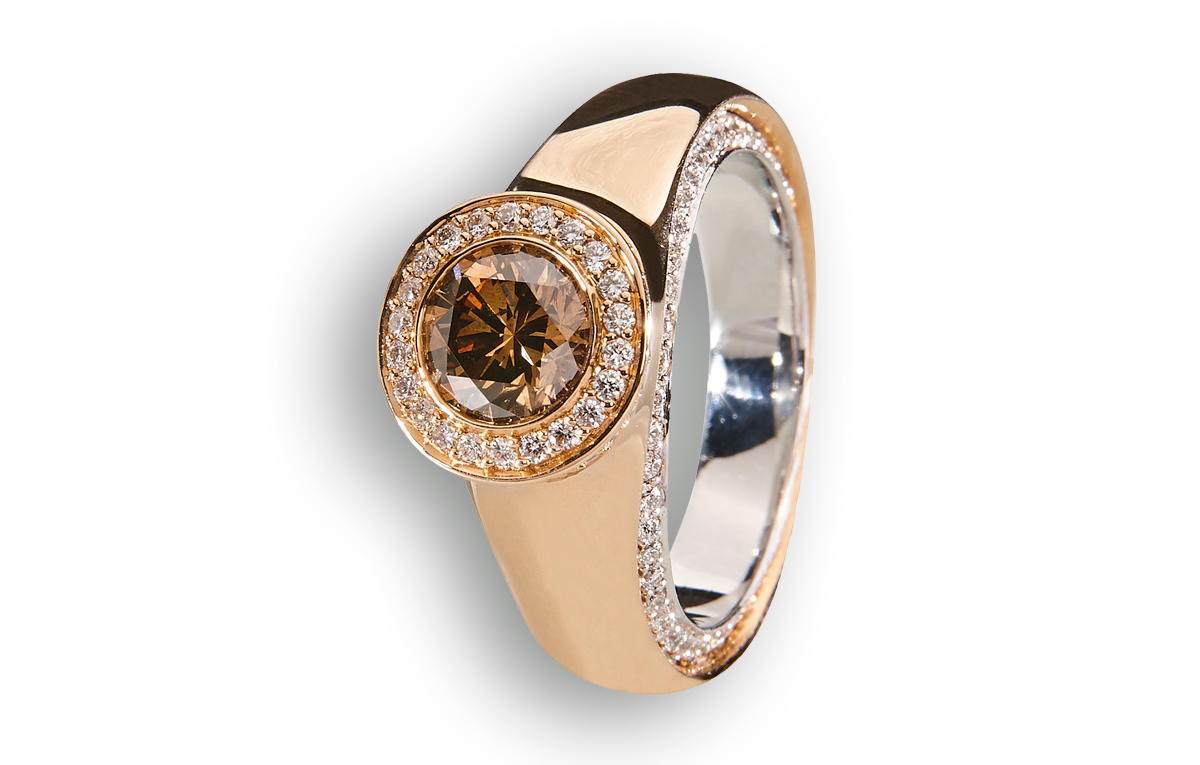 Ring mit orange-braunem Diamant, in Hamburg kaufen Juwelier Wilm