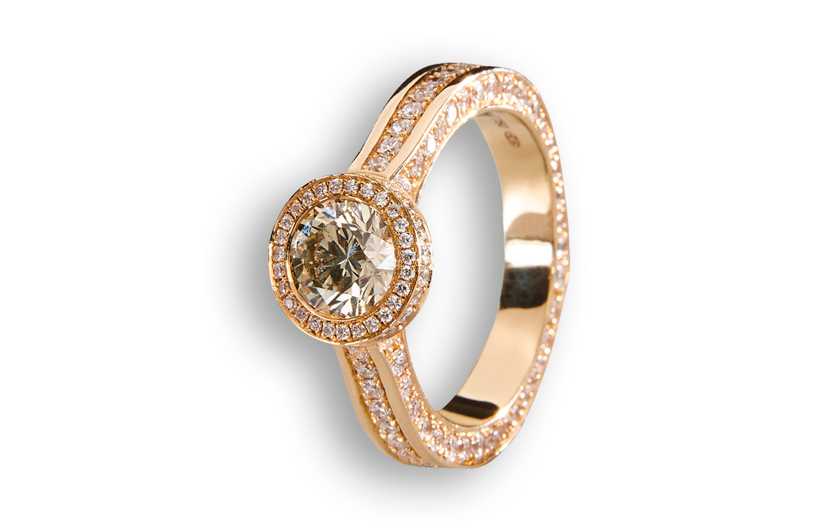 Ring mit champagnerfarbenem Diamant, in Hamburg kaufen Juwelier Wilm