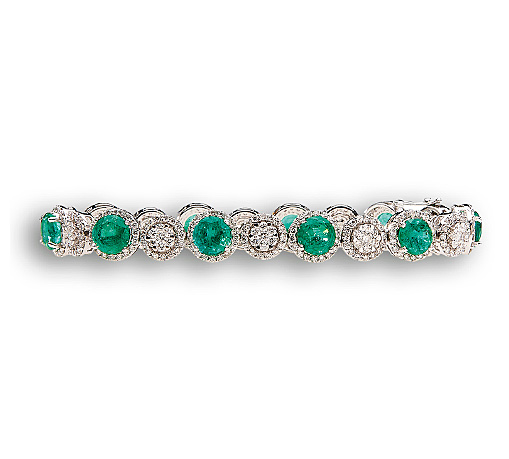 Smaragd-Armband, Weißgold mit Diamanten vom Hamburger Juwelier Wilm