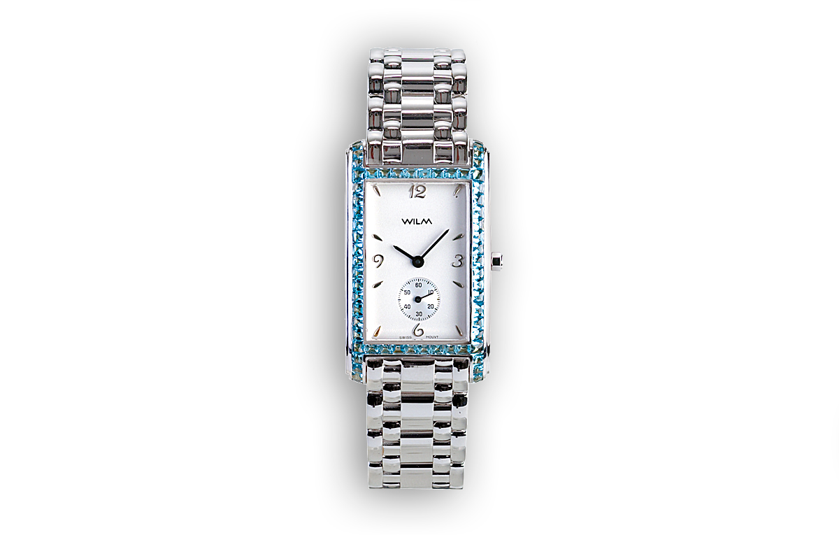 Uhr Weissgold mit Blautopasen MilleCentrum, Juwelier Wilm Hamburg